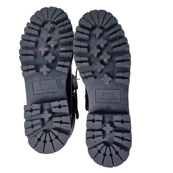 Marc Fisher Mlinka Lace Up Lug Sole Shiny Patent Leather Black Combat Boot Sz 6 - Picture 6 of 11